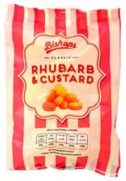 Zeige Details für Bishops Rhubarb & Custard Sweets 150g Bild von Bishops Rhubarb & Custard Sweets 150g