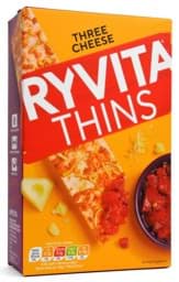 Zeige Details für Ryvita Thins Three Cheese 125g Bild von Ryvita Thins Three Cheese 125g