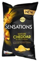 Zeige Details für Sensations Mature Cheddar & Chilli Chutney Crisps 150g Chips Bild von Sensations Mature Cheddar & Chilli Chutney Crisps 150g Chips