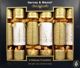 Zeige Details für Harvey & Mason 6 Deluxe Christmas Crackers Glitter Leaf Gold Bild von Harvey & Mason 6 Deluxe Christmas Crackers Glitter Leaf Gold