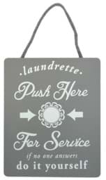 Zeige Details für Holzschild "Laundrette - Push Here For Service" Bild von Holzschild "Laundrette - Push Here For Service"