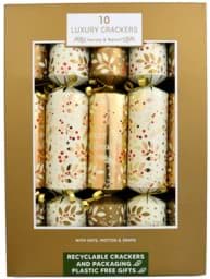 Bild von Harvey & Mason 10 Luxury Crackers Christmas Holly Gold
