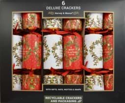 Bild von Harvey & Mason 6 Deluxe Christmas Crackers Wreath & Holly