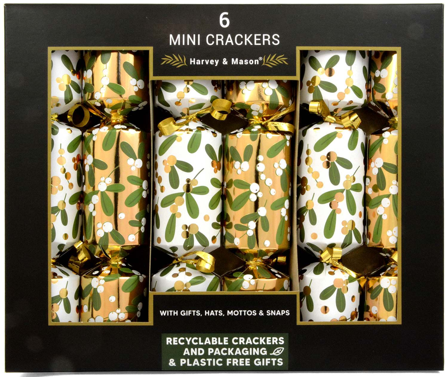 Bild von Harvey & Mason 6 Mini Crackers Gold Mistletoe