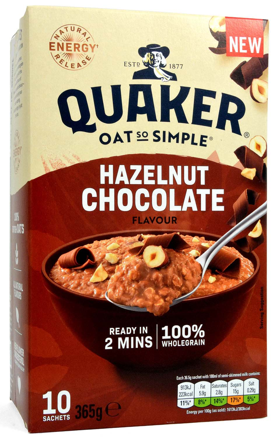 Bild von Quaker Oat So Simple Hazelnut Chocolate Flavour 10 Sachets 365g