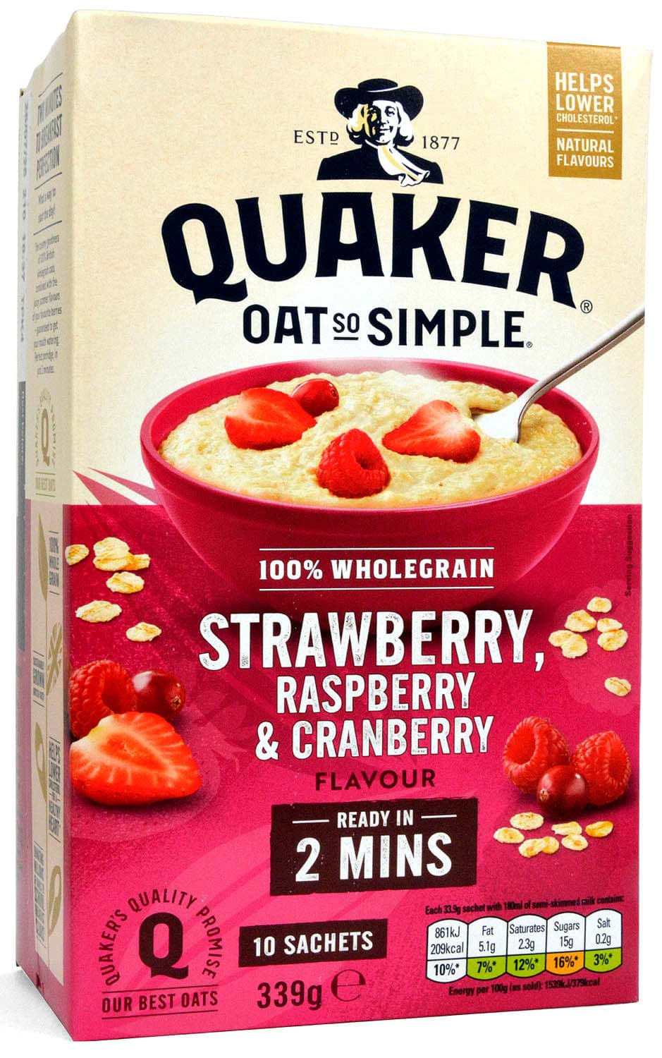 Bild von Quaker Oat So Simple Strawberry, Raspberry & Cranberry Flavour 10 Sachets 339g