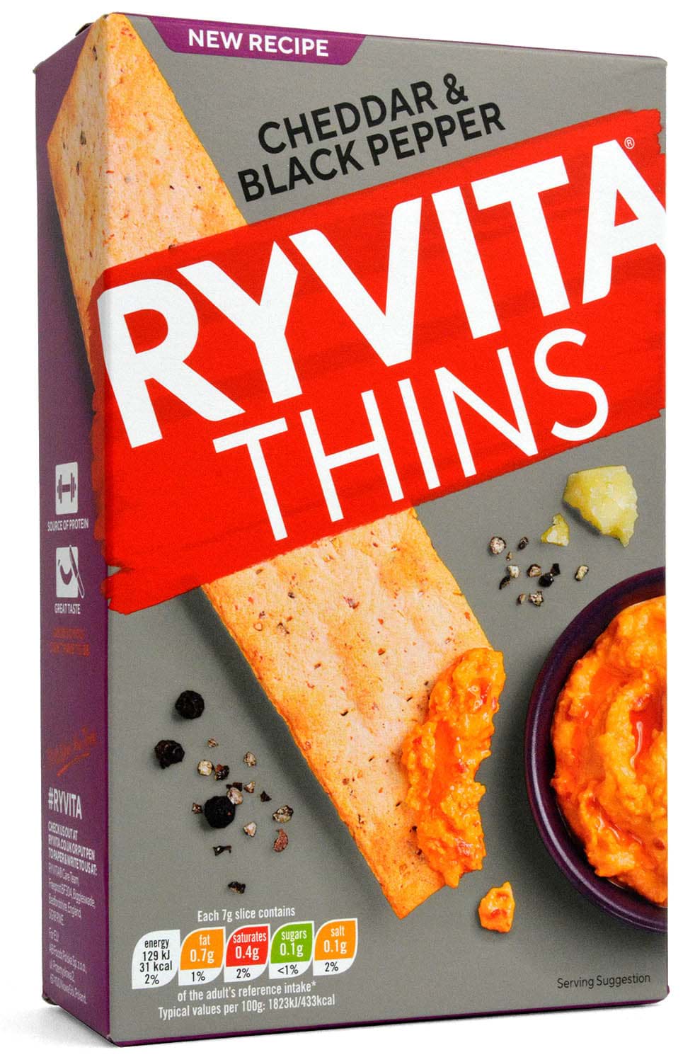 Bild von Ryvita Thins Cheddar & Black Pepper 125g