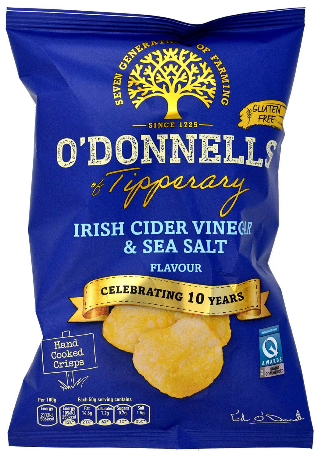 Bild von O'Donnells Irish Cider Vinegar & Sea Salt Crisps 44g