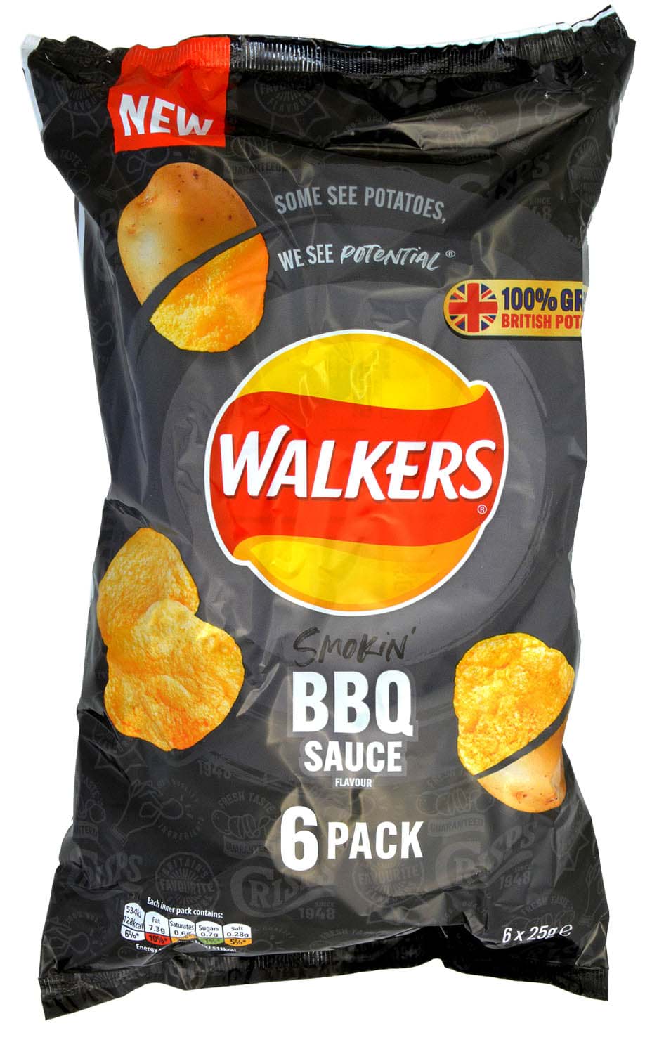 Bild von Walkers Crisps BBQ Sauce Flaovur 6 x 25g