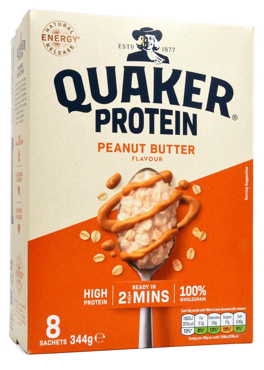 Bild von Quaker Protein Peanut Butter Flavour 8 Sachets 344g
