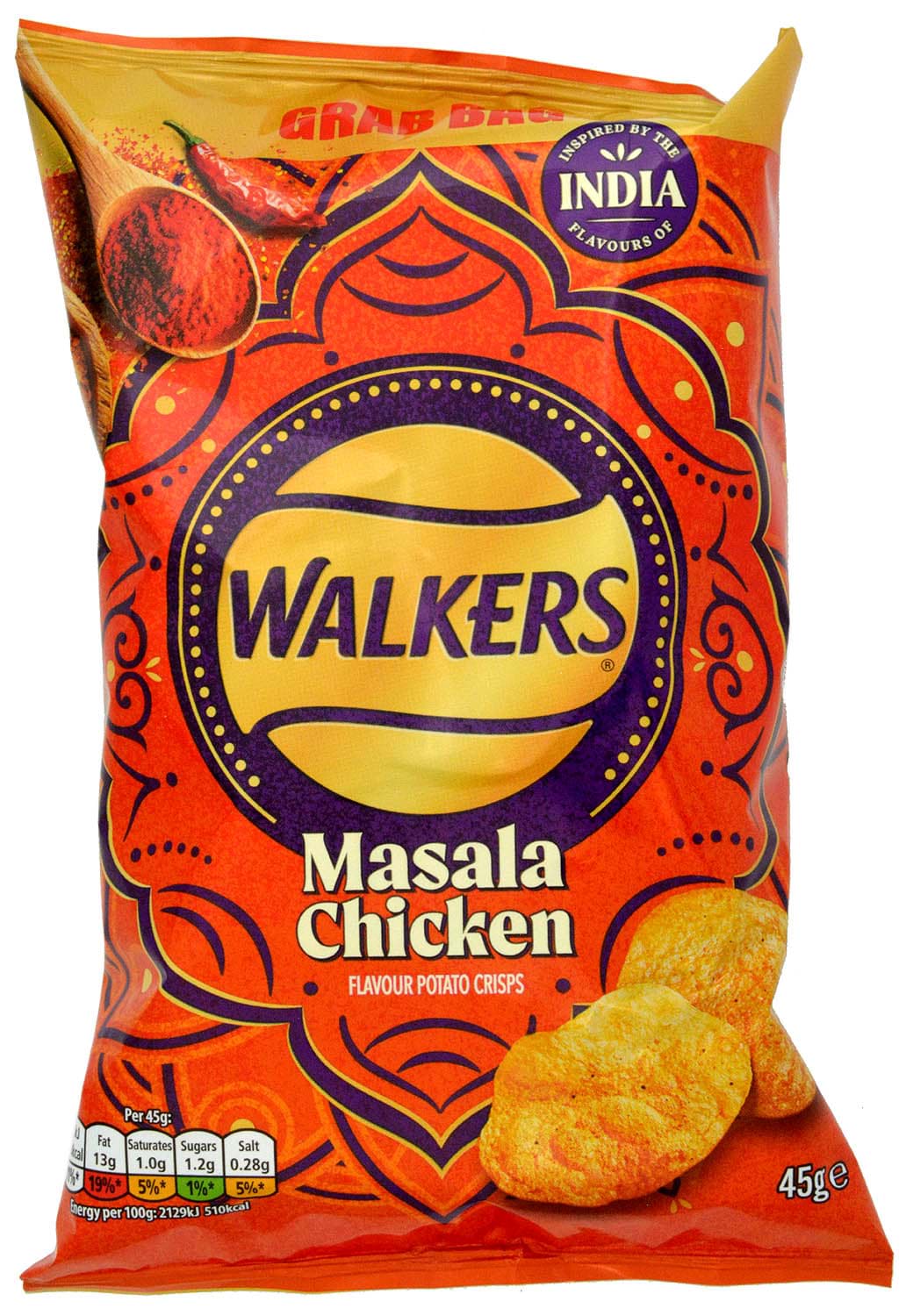 Bild von Walkers Masala Chicken Flavour Crisps 32 x 45g