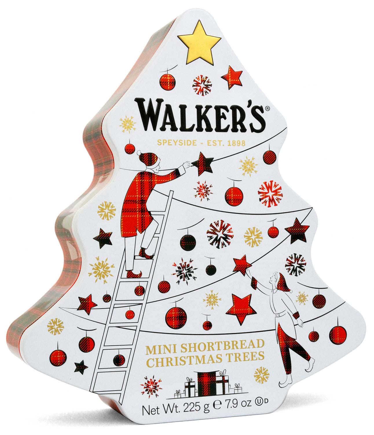 Bild von Walkers Christmas Tree Shortbread Tin Red/White 225g