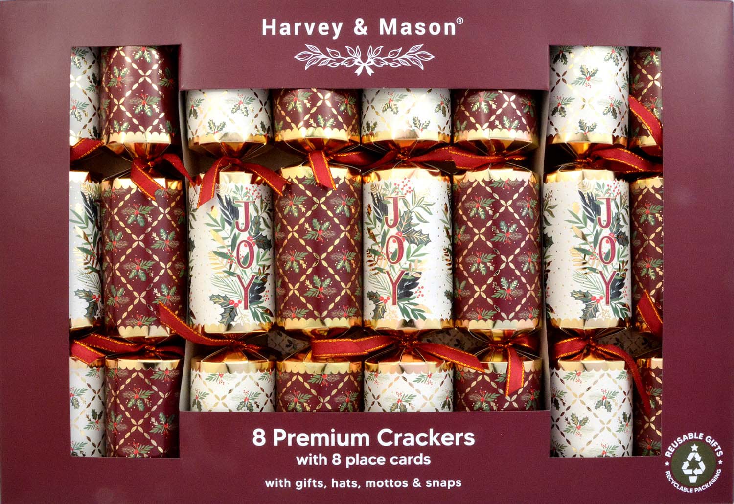 Bild von Harvey & Mason 8 Premium Crackers Burgundy Joy