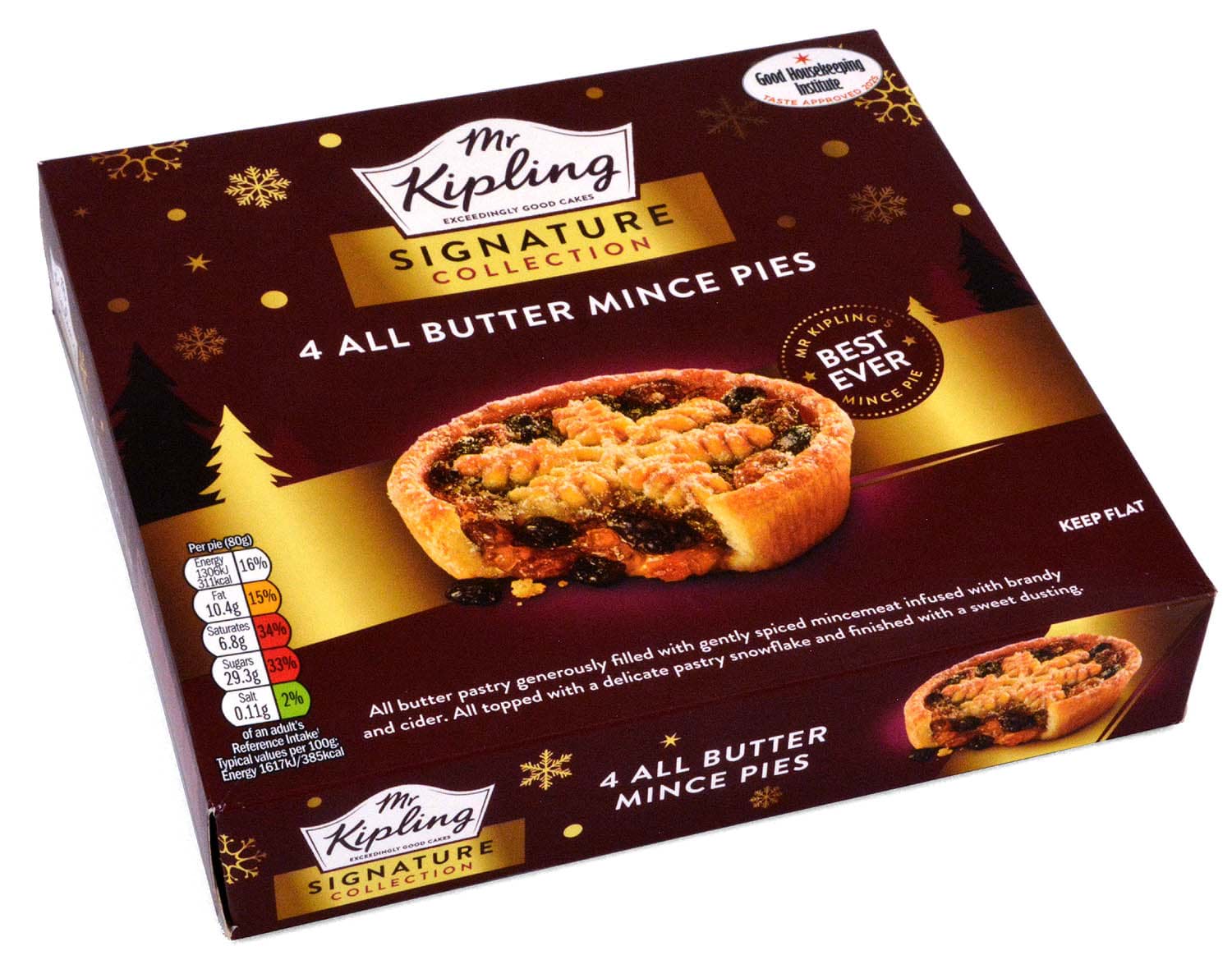Bild von Mr. Kipling 4 All Butter Mince Pies 320g MHD 02/12/25