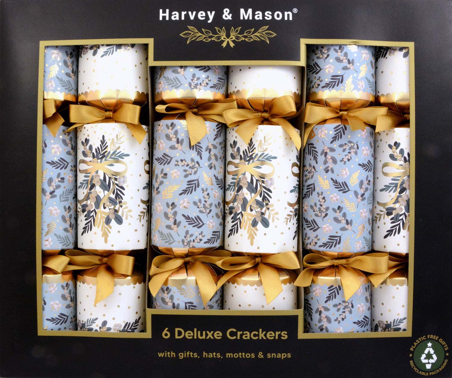 Bild von Harvey & Mason 6 Deluxe Christmas Crackers Mistletoe