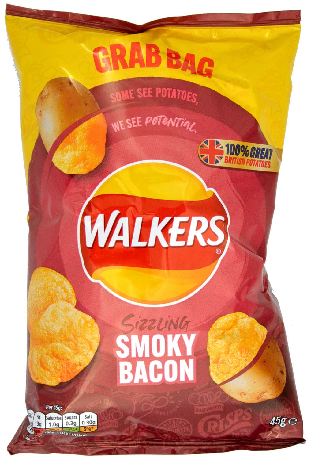 Bild von Walkers Smoky Bacon Crisps Grab Bag 45g