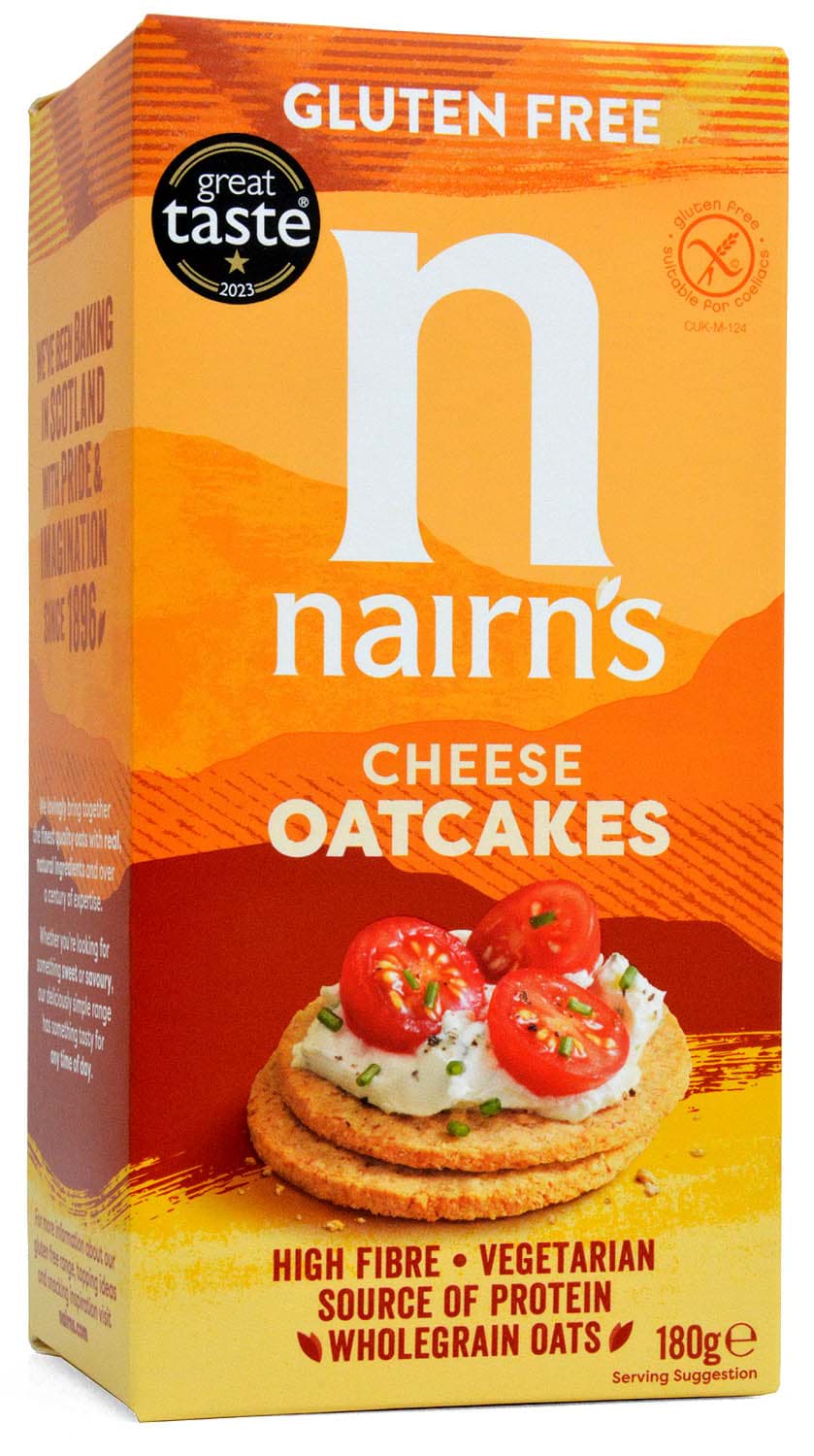 Nairns Gluten Free Cheese Oatcakes 180g MHD 09/09/26