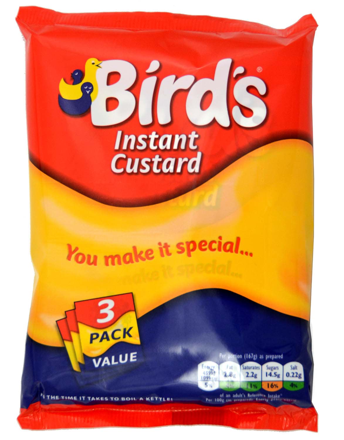 Birds Instant Custard 3 x 75g MHD 10/26