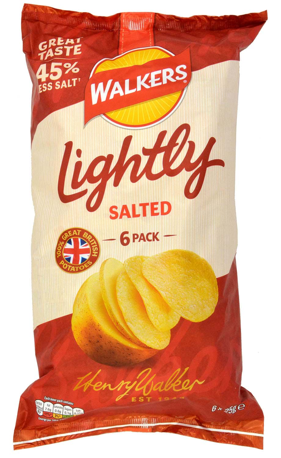 Walkers Lightly Salted Crisps 6x25g