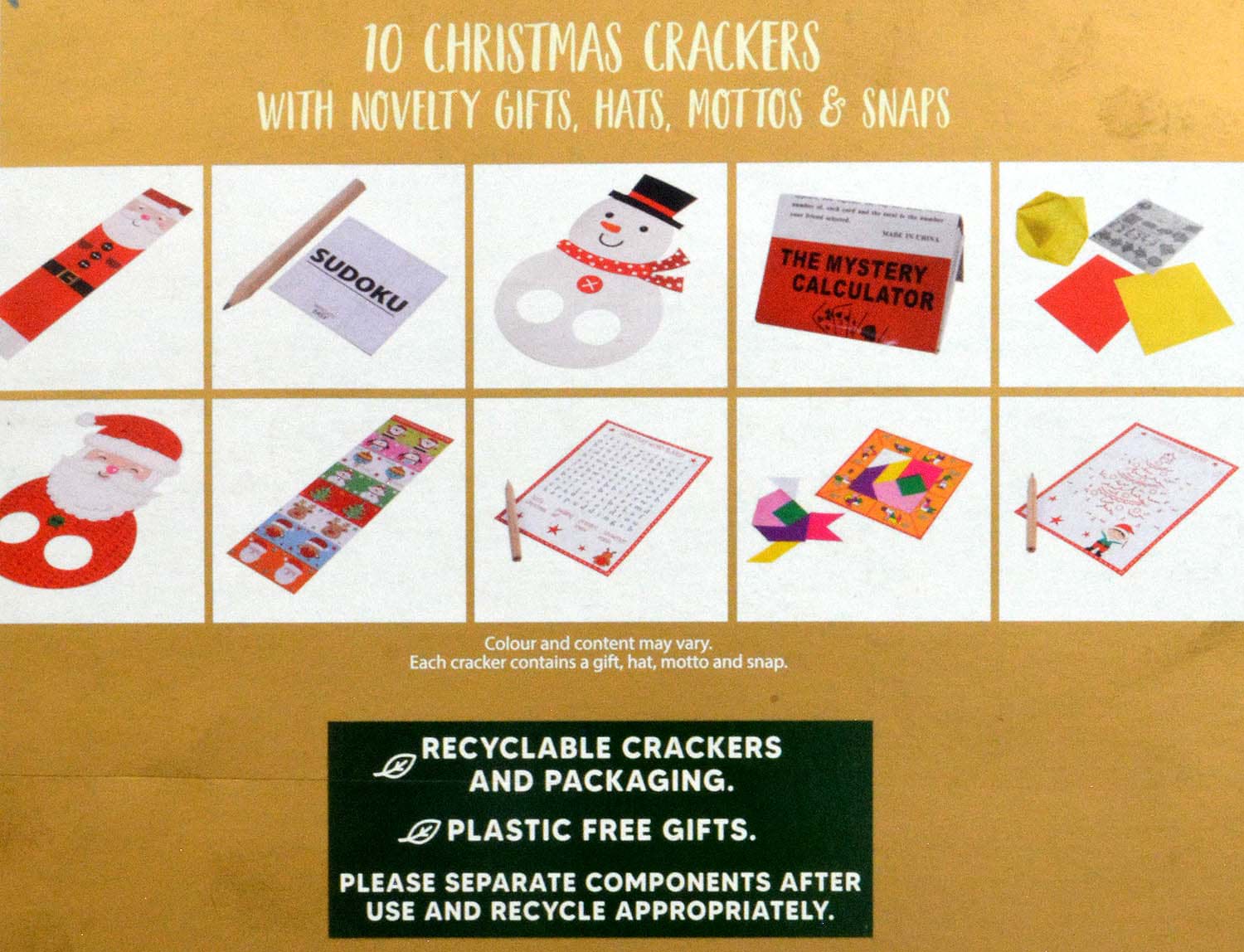 10 Family Christmas Crackers Gold Foliage, Bild 2