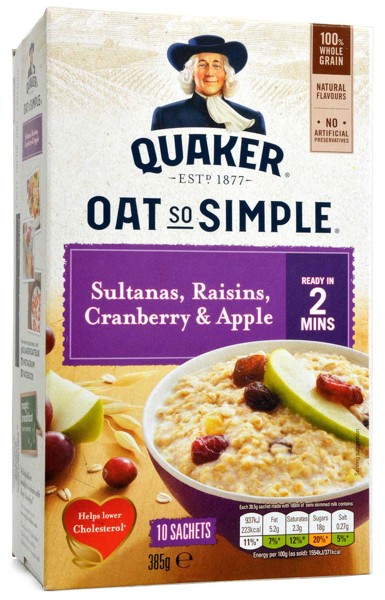 Bild von Quaker Oats So Simple Sultanas, Raisins, Cranberry & Apple 10-pack