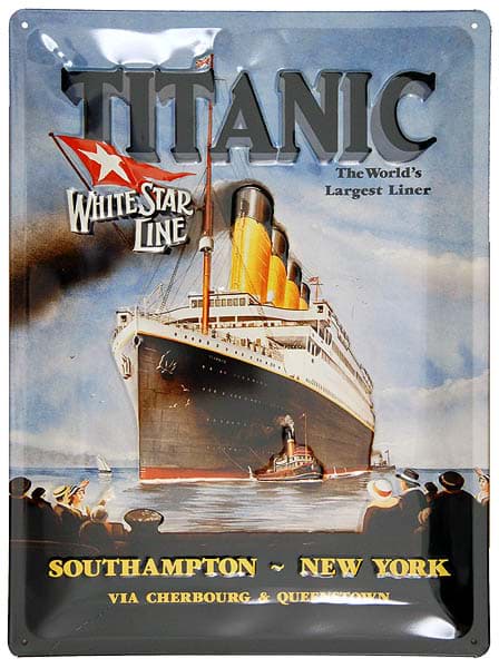Picture of Metal Sign ´Titanic With Tugs´ Black