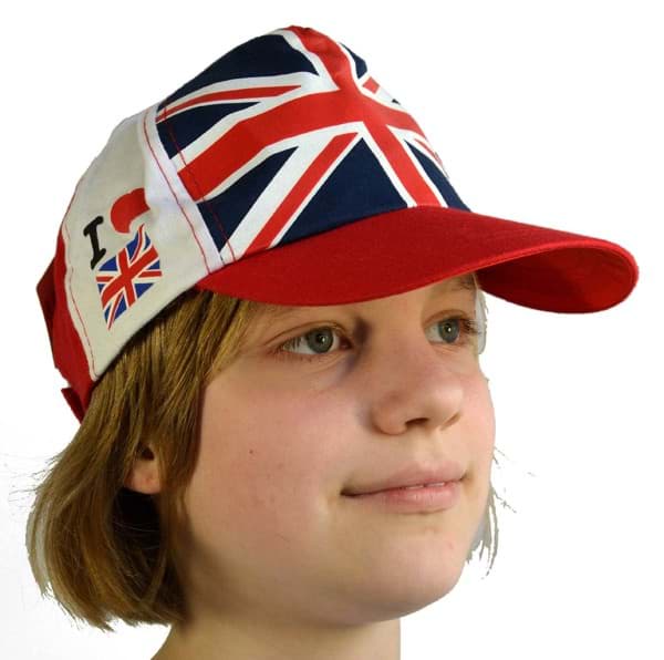 Bild von Baseball Cap Union Jack Panel I Love Britain White-Red