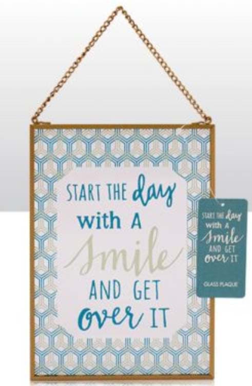 Picture of Start The Day With A Smile . Glass Plaque 13cm x 18cm